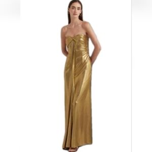 Lauren Ralph Lauren Women's Metallic Chiffon Strapless Gown Size 16 NWT